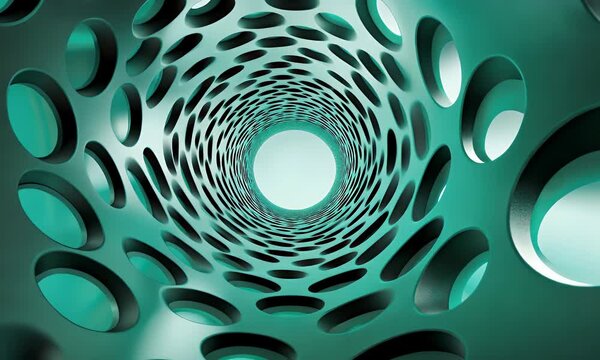 Abstract tunnel with circular holes pattern  
