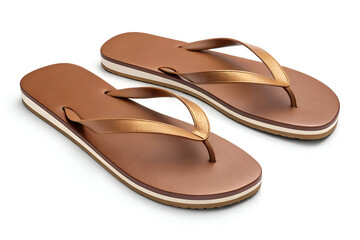 pair of slippers, brown flip flops 