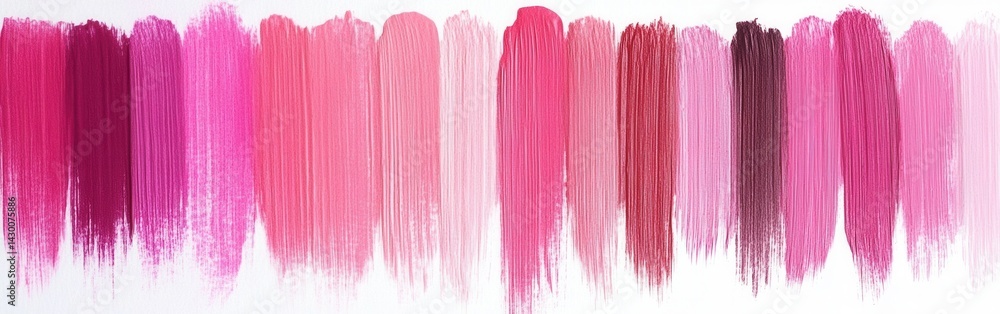 Aufkleber Brushstroke Gradient of Pink and Purple Hues on White Canvas - Abstract Art with Texture and Color Transition