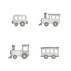Naklejka premium Set of Locomotive Train Icon Fast Transporation Logistic Railway Infrastructure Freight Passenger Cargo Delivery Vehicle Watercolor Illustration 