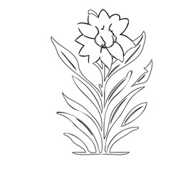 Simple floral artwork with bold black outlines on white background illustration