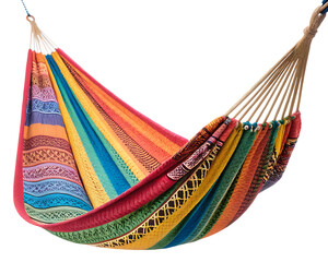 colorful fabric hammock isolated on white background PNG