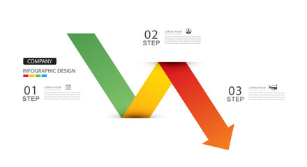 Infographics arrow from green to red layout template. Illustration business stocks abstract background.