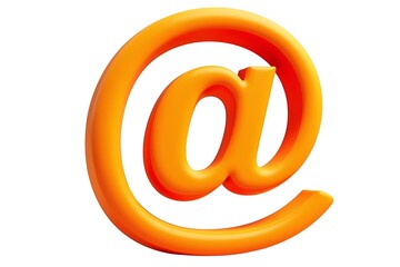 3D Orange At Symbol Email Sign Internet Communication