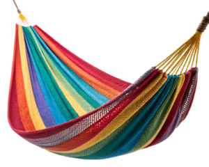 colorful fabric hammock isolated on white background PNG