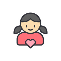 Child adoption colored icons, minimalist vector illustration ,simple transparent graphic element .Isolated on white background