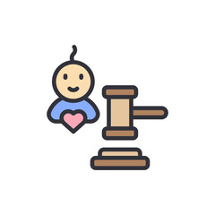 Child adoption law colored icons, minimalist vector illustration ,simple transparent graphic element .Isolated on white background