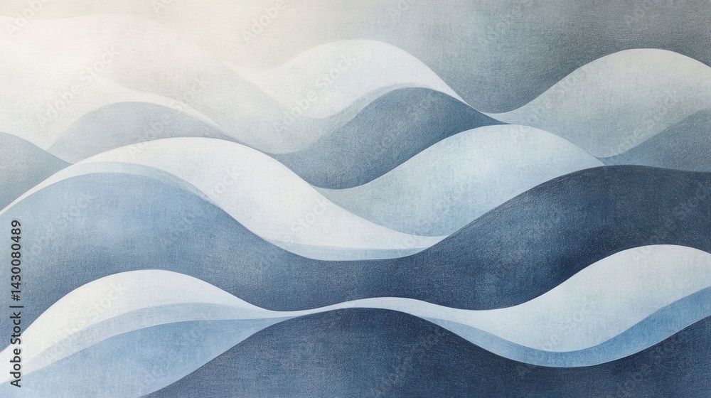 Poster gentle wave pattern with soft pencil strokes and blue gradient