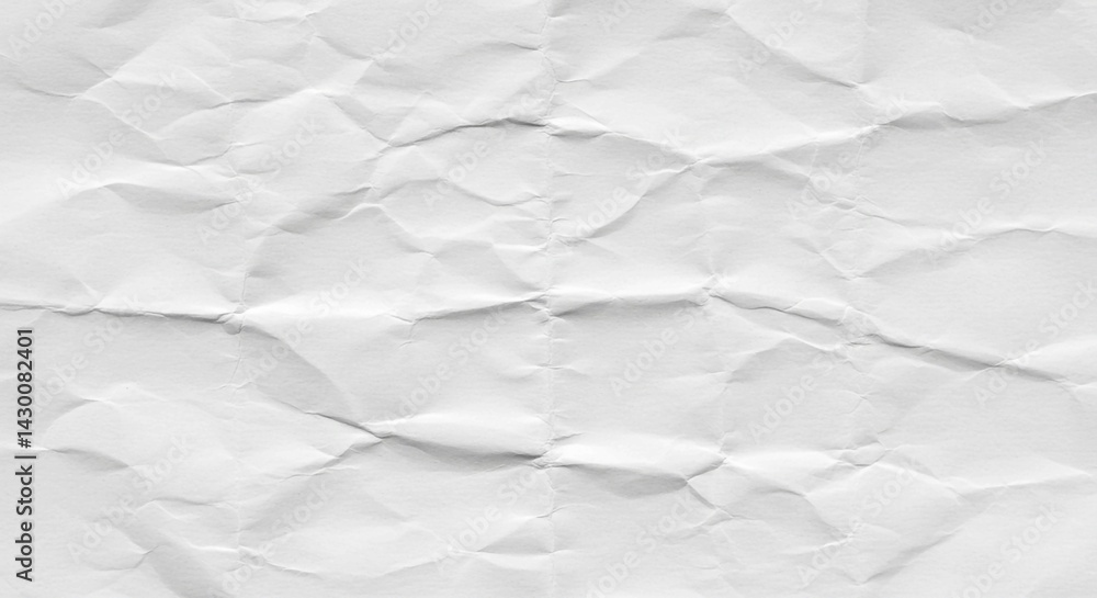 Poster the image showcases a heavily crumpled white paper texture with intricate creases and folds creating