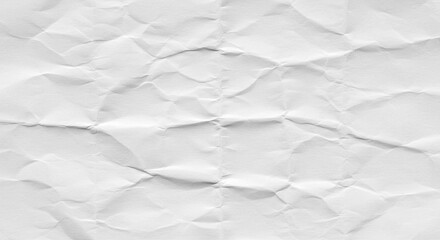 The image showcases a heavily crumpled white paper texture with intricate creases and folds creating an abstract and monochromatic background