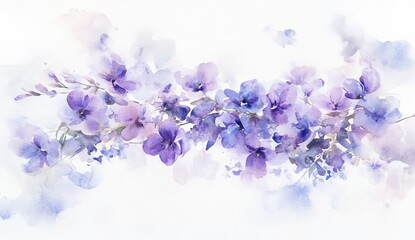 Watercolor floral bouquet, soft pastel colors, delicate blossoms, white background