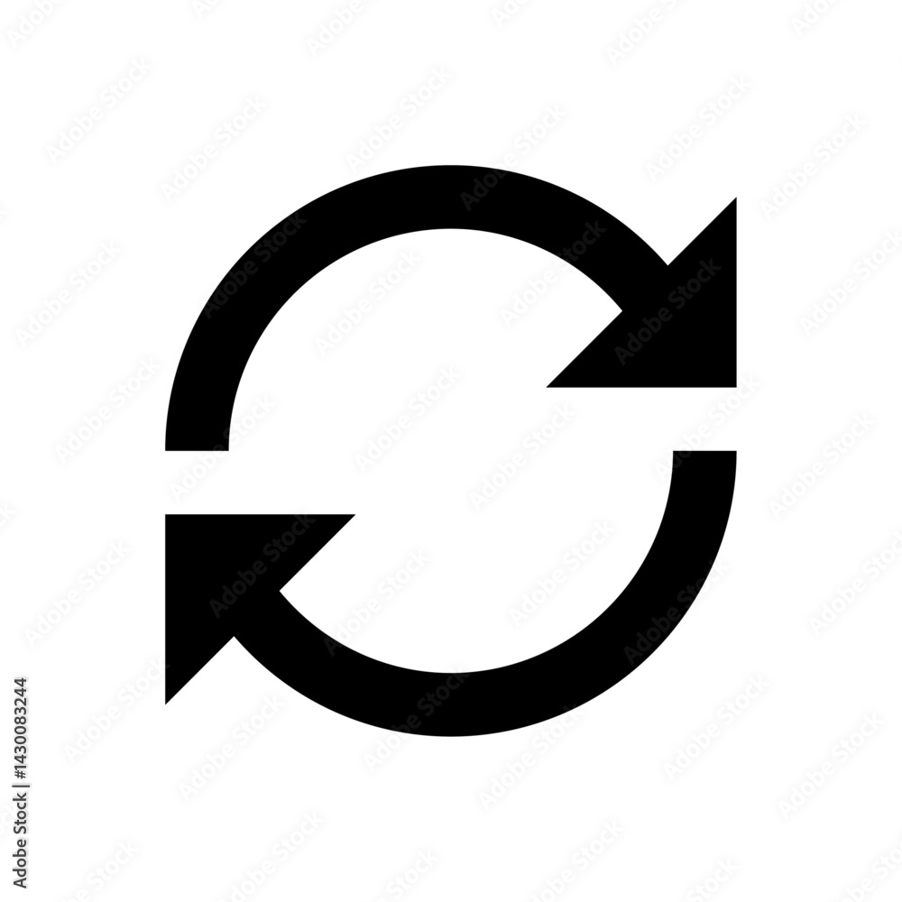 Poster circular arrow rotation symbol with two arrows pointing in opposite directions indicating refresh ic