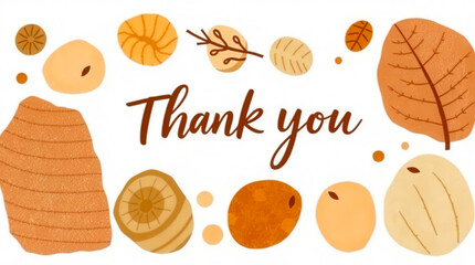 Handwritten 'Thank you' with autumn leaf design.