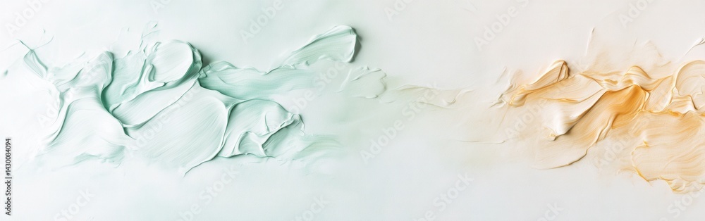 Aufkleber abstract gradient texture with light teal and gold paint strokes on white canvas for decorative art 