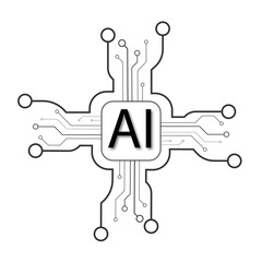 Artificial intelligence icon design emblem,Ai technology icon. 