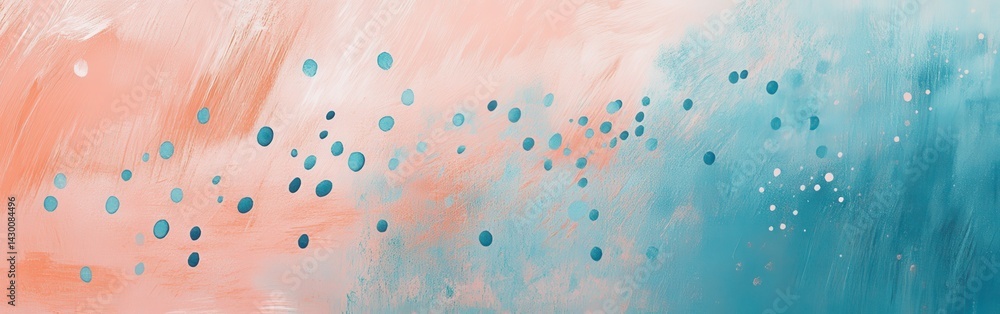 Aufkleber abstract background of tiny dotted patterns in pastel coral and teal, soft brush strokes and artisti