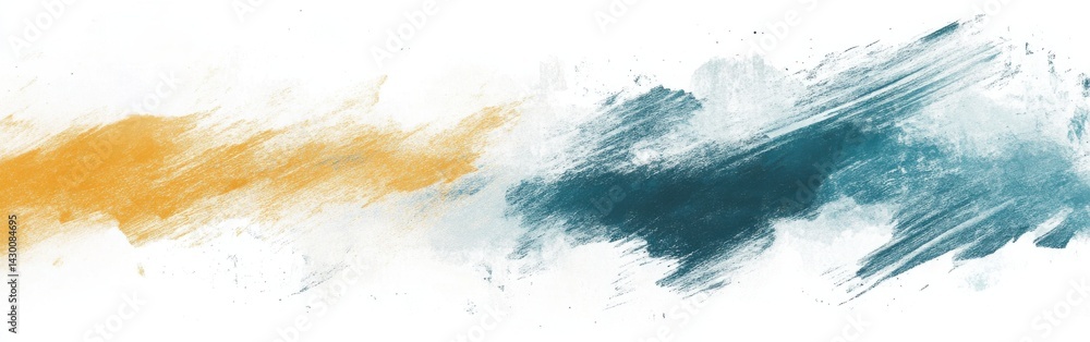 Poster Abstract pencil strokes create uneven patches in muted yellow and blue hues on a white canvas to use as artistic background