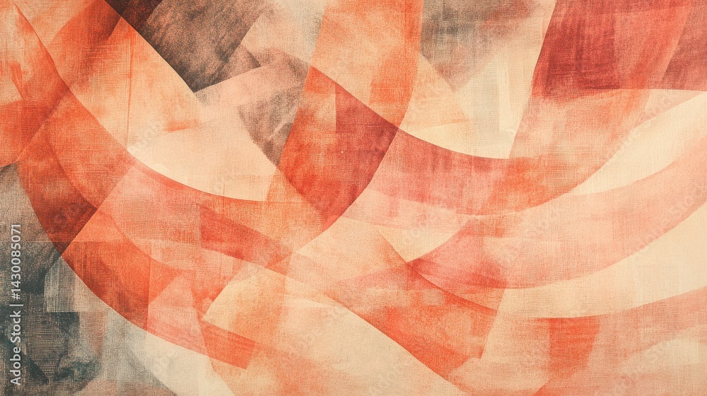 Leinwandbilder abstract pencil strokes design with overlapping shapes in warm tones, conveying a sense of movement 