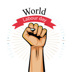 Hand Drawn of Hand fist forMay Day. World Labour day 1 May . Vector Illustration