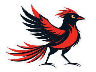 Isolated on a white backdrop, a cartoon rooster vector illustration depicts a farm animal, a vibrant cockerel, showcasing its wing and feathers in a fun design