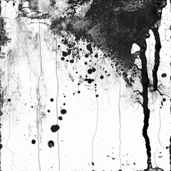 Grunge texture overlay, black and white, transparent