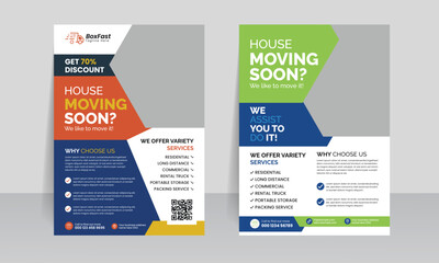 Obraz premium moving house services flyer template design