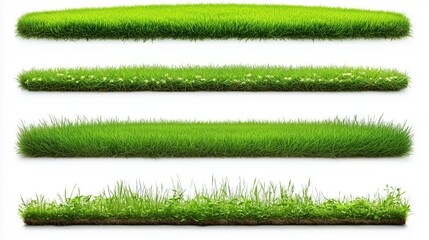 Grass varieties display with different heights, textures, colors, and growth patterns in natural settings for landscaping projects
