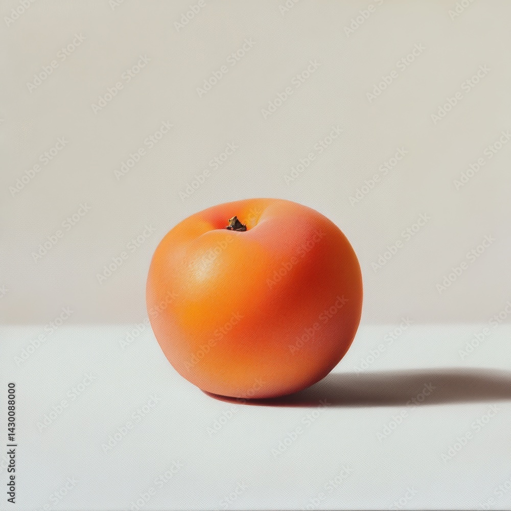 Poster close-up of a single fresh apricot with smooth skin, showing a subtle shadow, in soft natural lighti