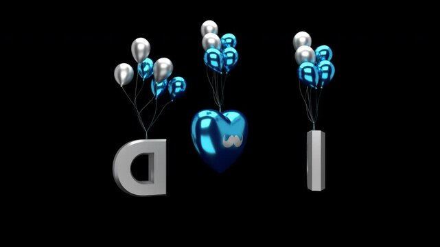 3D Father's Day animation on a transparent alpha channel in a seamless loop for easy drag and drop use...