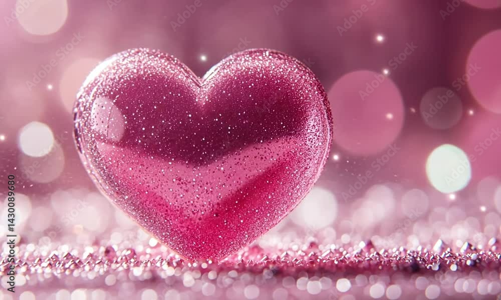 Poster pink pixel heart floating in pastel background with twinkling pixel stars made with generative ai te