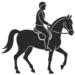 horse and rider icon vector silhouette illustration isolated on white background