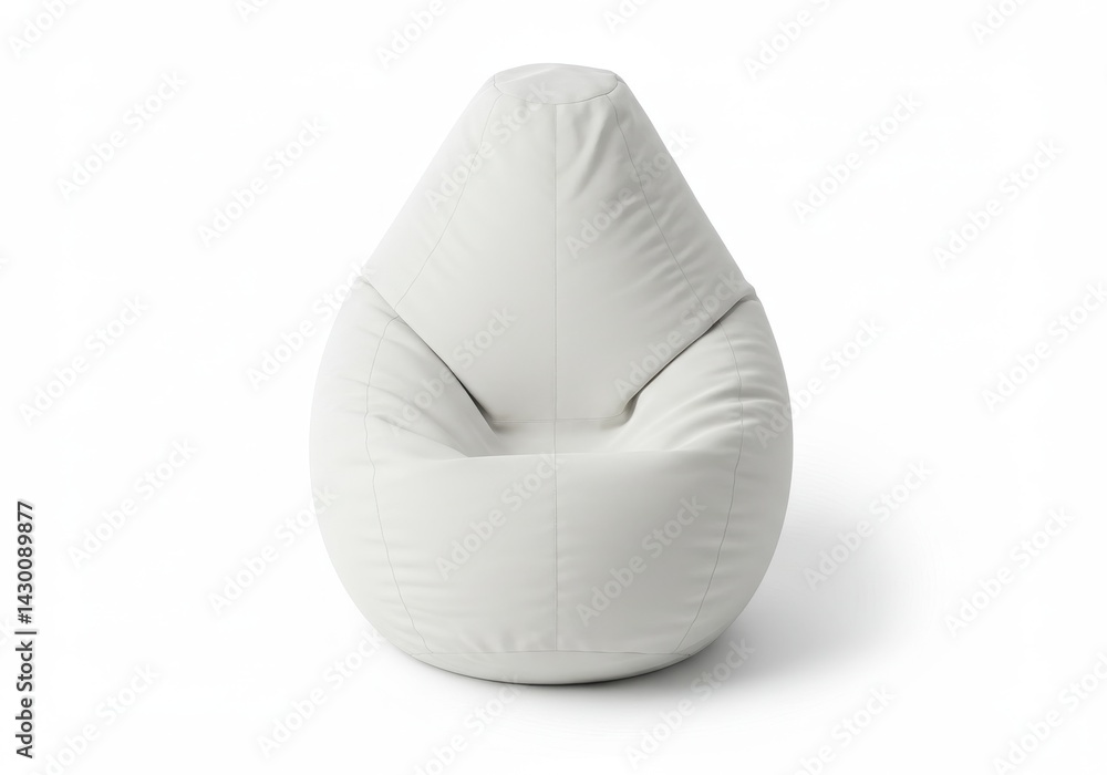 Poster a white beanbag chair isolated on a white background with soft lighting in a studio setting view fro