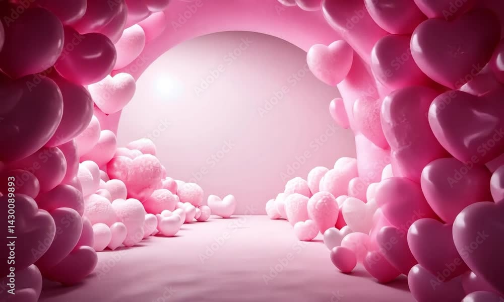Aufkleber pastel pink heart tunnel leading into a soft calming background made with generative ai technology