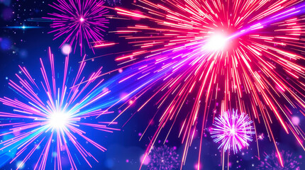 Fototapeta premium Colorful fireworks exploding in night sky.