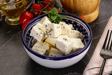 Greek traditional Feta cheese cubes