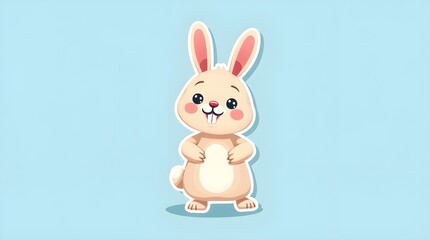 Obraz premium Playful Bunny Character Design - Thick Outline Vector Illustration with Solid Color Background