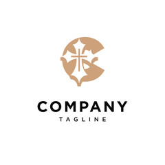 Letter C Cross Logo Icon Vector