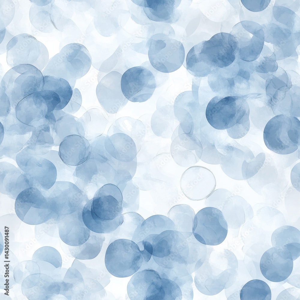 Leinwandbilder artistic watercolor pattern of overlapping circles in calming blue tones for backgrounds and creativ