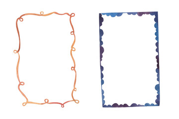 Watercolor hand drawn frame for invitations and card