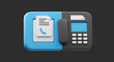 Fax Machine in Blue and Gray Color