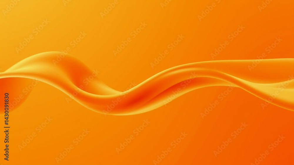 Wall mural abstract orange flowing waves on a yellow background