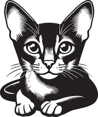 Black and White Abyssinian Cat Vector Illustration – Minimalist Feline Art