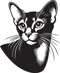 Black and White Abyssinian Cat Vector Illustration – Minimalist Feline Art