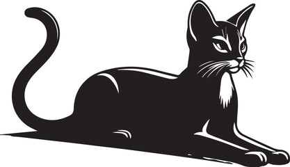 Black and White Abyssinian Cat Vector Illustration – Minimalist Feline Art