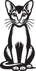 Black and White Abyssinian Cat Vector Illustration – Minimalist Feline Art