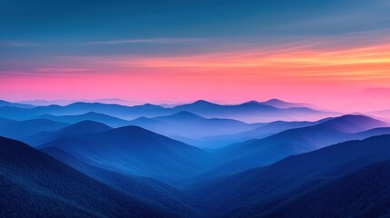Obraz premium Mountain Landscape at Sunset with Layers of Colorful Peaks
