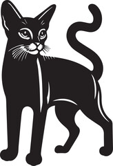 Black and White Abyssinian Cat Vector Illustration – Minimalist Feline Art