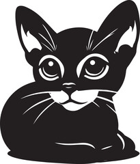 Black and White Abyssinian Cat Vector Illustration – Minimalist Feline Art