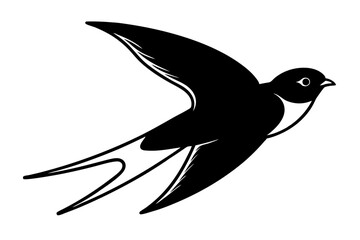 Barn Swallow vector silhouette illustration isolated on white background