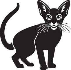 Black and White Abyssinian Cat Vector Illustration – Minimalist Feline Art